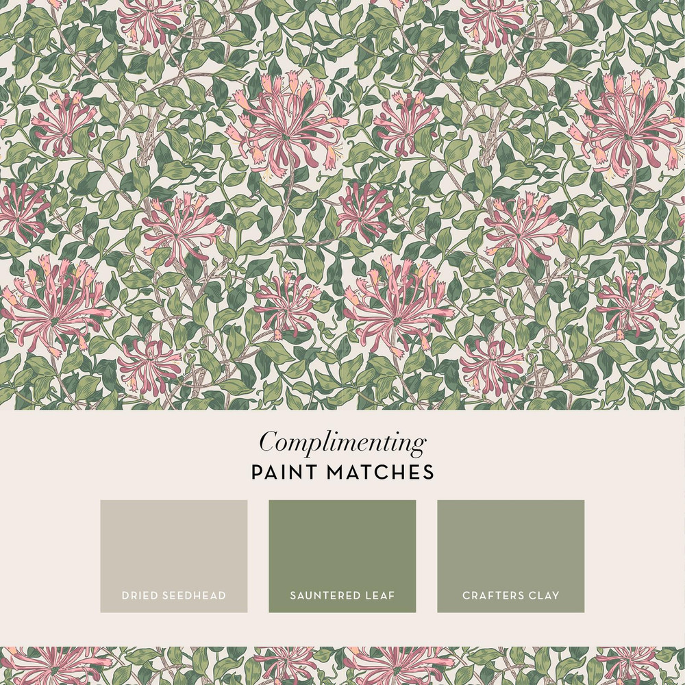 Honeysuckle Blossom Wallpaper | Pink | William Morris